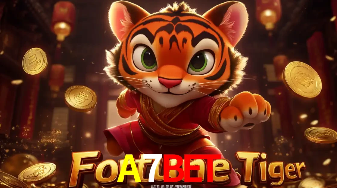 O carismático mascote do jogo de slot Fortune Tiger, um tigre fofo em pose de artes marciais, pronto para trazer sorte e multiplicadores de ganhos no cassino online A7BET.