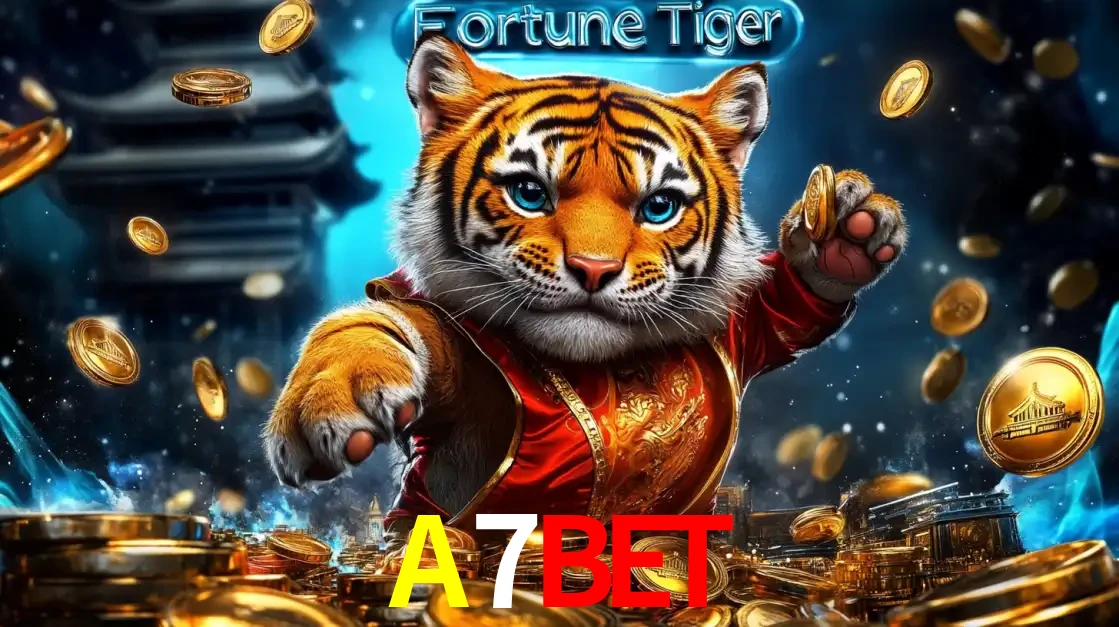 Imagem promocional do jogo de slot Fortune Tiger, com um tigre majestoso em traje tradicional cercado por uma fortuna em moedas de ouro, disponível agora no cassino A7BET.